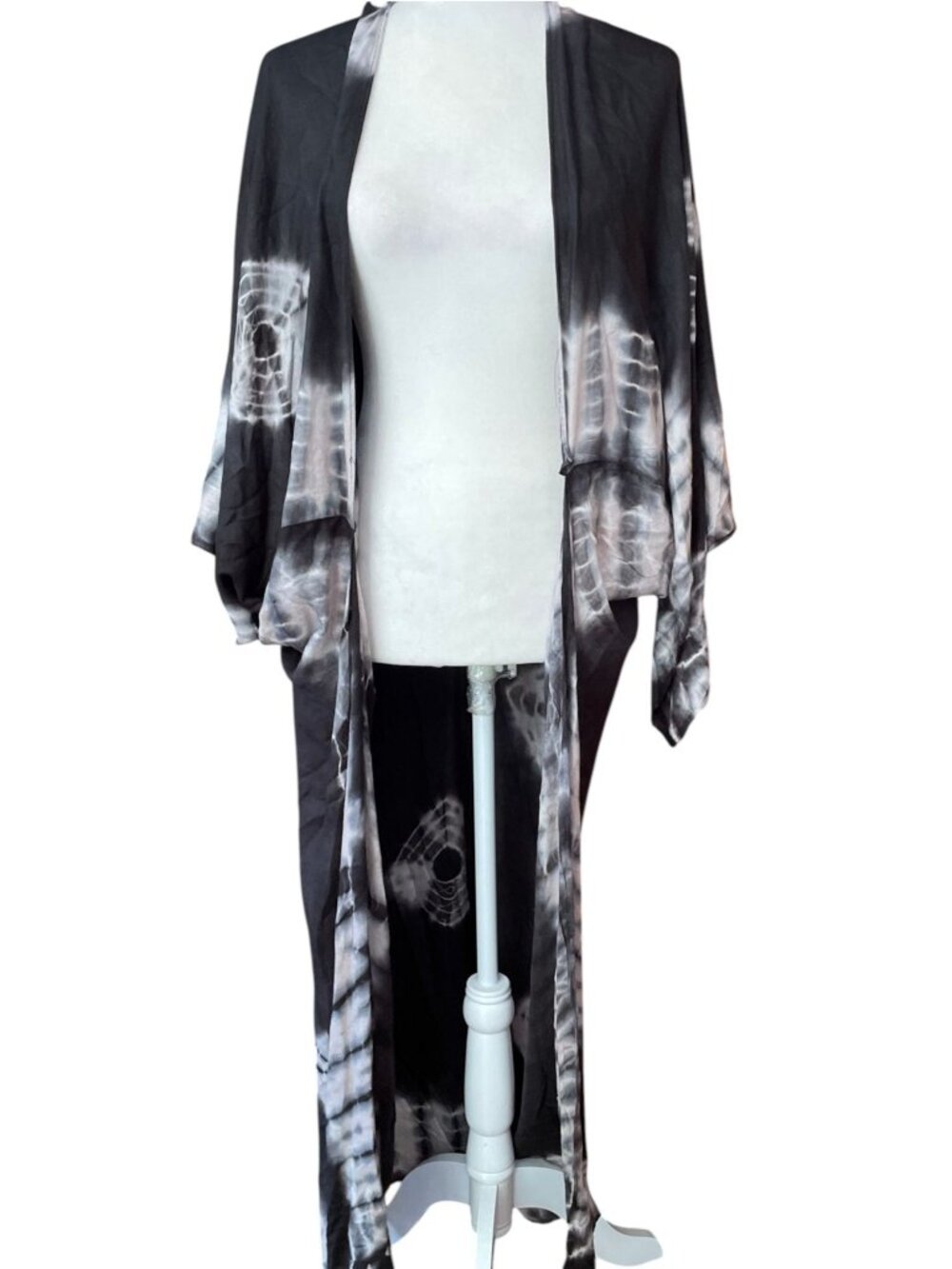 Free People Spell Bound Duster Black White Tie Dye Boho Indie OS Whimsy Fairy - Picture 6 of 13